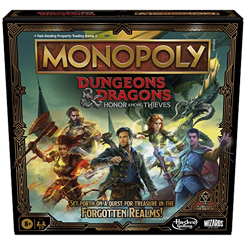 Hasbro Gaming Monopoly Dungeons & Dragons: Honor Among Thieves Game Inspired by The D&D Movie Monopoly D&D Board Game for 2-5 Players Ages 8 and Up