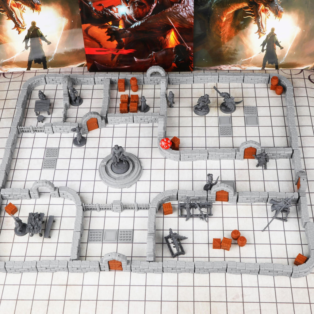 Dungeon Walls 40pcs 28mm Miniature RPG Terrain Modular System DND Terrain Building Accessories for Tabletop RPG Role Playing Scenes Gift of Christmas Halloween for DM (Expansion Pack 1)