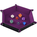 SIQUK Double Sided Dice Tray Folding Hexagon PU Leather and Velvet Dice Holder for Dungeons and Dragons RPG Dice Gaming D&D and Other Table Games Dark Violet